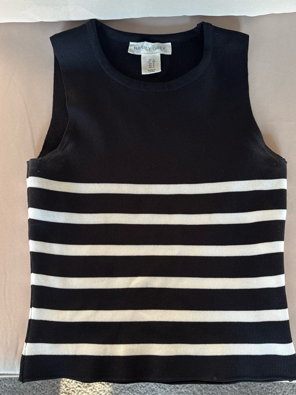 Happily Grey Black & White Striped Knit Tank